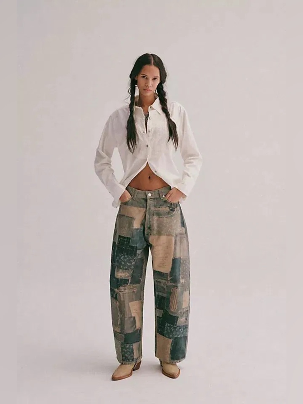 NWT! Free People We The Free Illusions Printed Relaxed Jeans Sz 27 - Picture 5 of 7